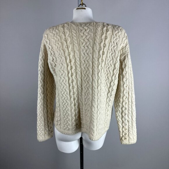 Aran Sweater Market Merino Wool Cardigan Sweater Cable Knit Size Medium Ireland - Picture 5 of 6